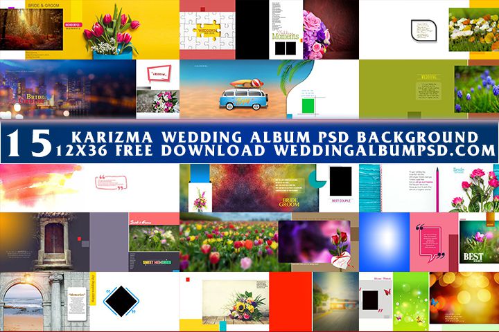 Karizma Wedding Album PSD Background 12x36 Free Download
