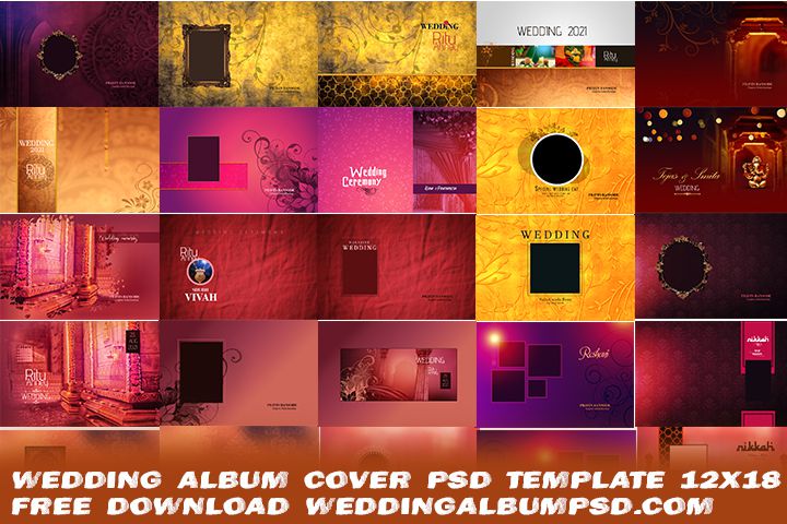 New Wedding Album Cover PSD Template 12x18 Free Download