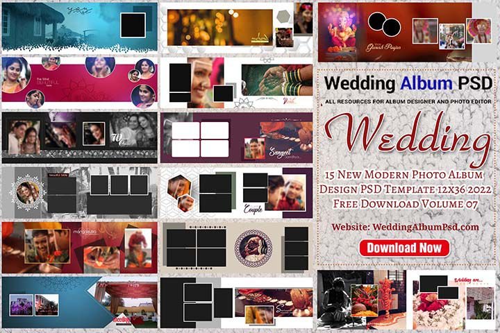 15 New Modern Photo Album Design PSD Template 12x36 2022 Free Download  Volume 07 - WeddingAlbumPsd