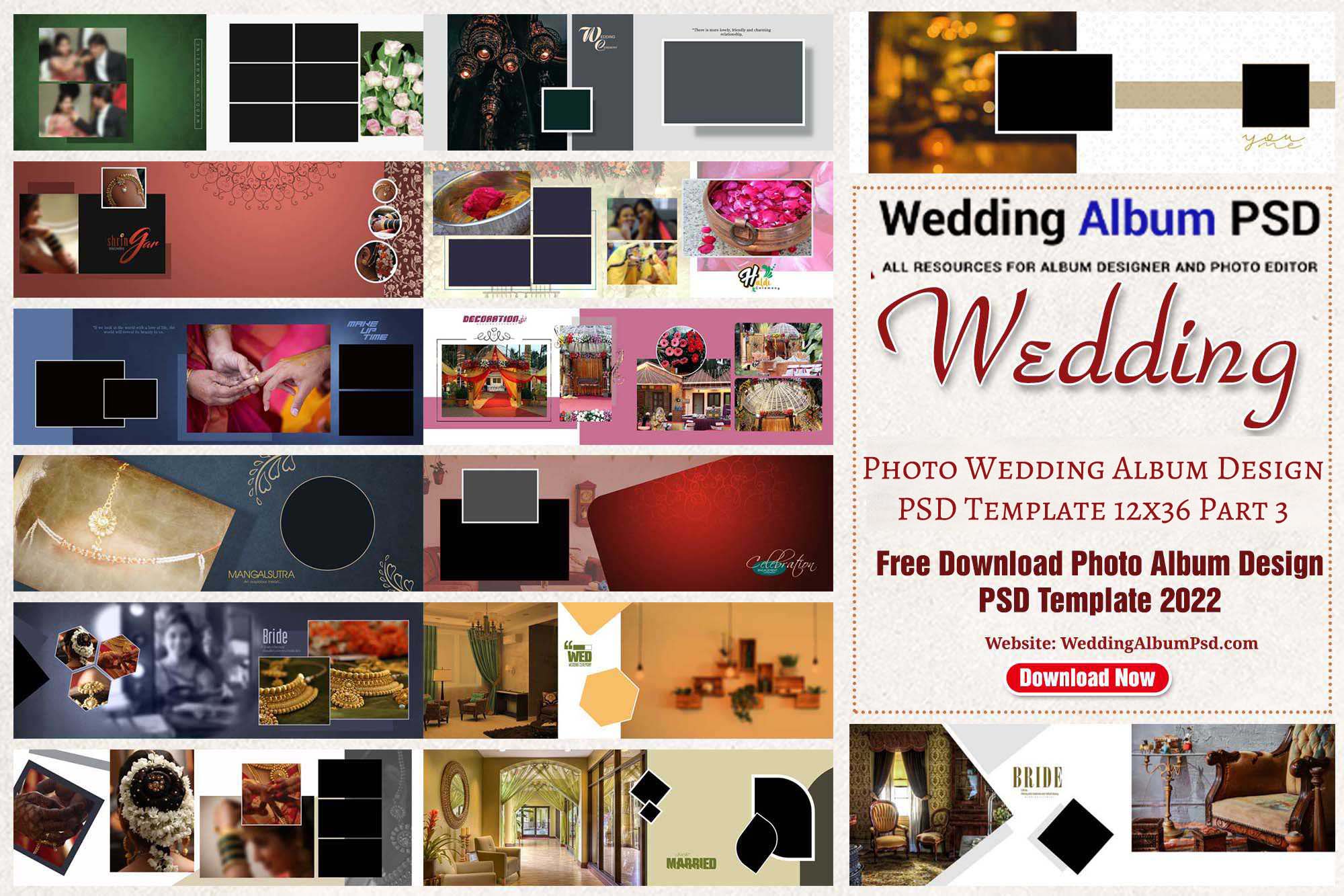 Photo Wedding Album Design PSD Template 12x36 2022 Free Download 03