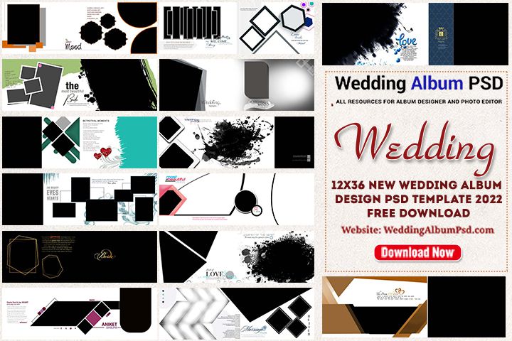 12x36 New Wedding Album Design PSD Template 2022 Free Download